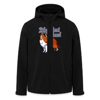 Shetland Sheepdog shirt My Best Friend - Men’s Recycled Softshell Jacket by Stanley/Stella - black - Front - AI Model Male 185 light (185cm)