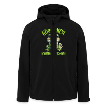 Froschkönig KÜSS MICH ICH BIN EIN FROSCH Lustig - Recycelte Männer Softshell-Jacke von Stanley/Stella - Schwarz - Vorne - AI Model Male 185 light (185cm)