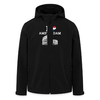 I Love Amsterdam Cool Netherlands Heart Flag Pun - Men’s Recycled Softshell Jacket by Stanley/Stella - black - Front - AI Model Male 185 light (185cm)