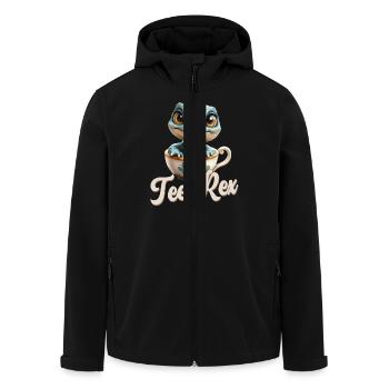 Funny Pun Dino Tee Rex - Men’s Recycled Softshell Jacket by Stanley/Stella - black - Front - AI Model Male 185 light (185cm)