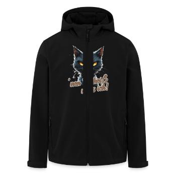 Funny cat with saying - Men’s Recycled Softshell Jacket by Stanley/Stella - black - Front - AI Model Male 185 light (185cm)