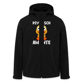 Faschings Party PSYCHISCH AM ENTE Lustiges - Recycelte Männer Softshell-Jacke von Stanley/Stella - Schwarz - Vorne - AI Model Male 185 light (185cm)