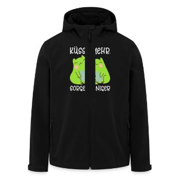 Froschkostüm KÜSSE MEHR SORGE WENIGER Lustiges - Recycelte Männer Softshell-Jacke von Stanley/Stella - Schwarz - Vorne - AI Model Male 185 light (185cm)
