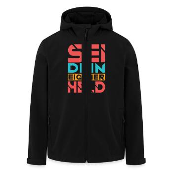 Sei dein eigener Held - Recycelte Männer Softshell-Jacke von Stanley/Stella - Schwarz - Vorne - AI Model Male 185 light (185cm)