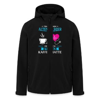 Altenpfleger Geschenk Altenpflege Pflegefachkraft - Recycelte Männer Softshell-Jacke von Stanley/Stella - Schwarz - Vorne - AI Model Male 185 light (185cm)