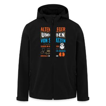 Altenpflege Pfleger Pflegepersonal Pflegekraft - Recycelte Männer Softshell-Jacke von Stanley/Stella - Schwarz - Vorne - AI Model Male 185 light (185cm)