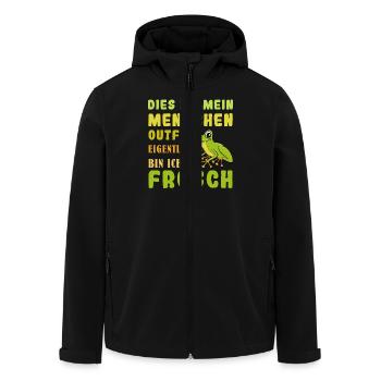 Froschkostüm DIES IST MEIN MENSCHEN OUTFIT - Recycelte Männer Softshell-Jacke von Stanley/Stella - Schwarz - Vorne - AI Model Male 185 light (185cm)