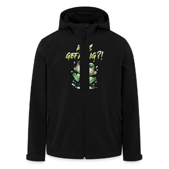 Karneval KUSS GEFÄLLIG? Lustiges Faschings - Recycelte Männer Softshell-Jacke von Stanley/Stella - Schwarz - Vorne - AI Model Male 185 light (185cm)