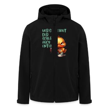 Entenkostüm WER GÄNSEHAUT DER SCHLÄGT AUCH - Recycelte Männer Softshell-Jacke von Stanley/Stella - Schwarz - Vorne - AI Model Male 185 light (185cm)
