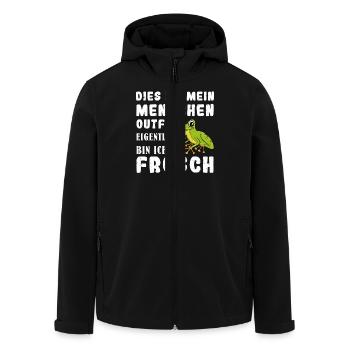 Froschkostüm DIES IST MEIN MENSCHEN OUTFIT - Recycelte Männer Softshell-Jacke von Stanley/Stella - Schwarz - Vorne - AI Model Male 185 light (185cm)
