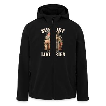 Unterstütze Öffentliche Bibliotheken Blumen - Recycelte Männer Softshell-Jacke von Stanley/Stella - Schwarz - Vorne - AI Model Male 185 light (185cm)
