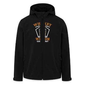 Whiskey goes in, wisdom comes out - Men’s Recycled Softshell Jacket by Stanley/Stella - black - Front - AI Model Male 185 light (185cm)