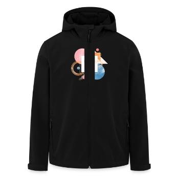 Geometrisches Herz Abstrakte Kunst Geometric Heart - Recycelte Männer Softshell-Jacke von Stanley/Stella - Schwarz - Vorne - AI Model Male 185 light (185cm)