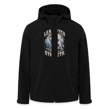 Lead with Strength Powerful Wolf Leadership Quote - Recycelte Männer Softshell-Jacke von Stanley/Stella - Schwarz - Vorne - AI Model Male 185 light (185cm)