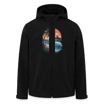Strand Sunset Beach Sonnenuntergang Meer - Recycelte Männer Softshell-Jacke von Stanley/Stella - Schwarz - Vorne - AI Model Male 185 light (185cm)