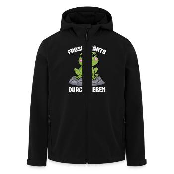 Faschings Kostüm FROSCHWÄRTS DURCHS LEBEN Lustig - Recycelte Männer Softshell-Jacke von Stanley/Stella - Schwarz - Vorne - AI Model Male 185 light (185cm)