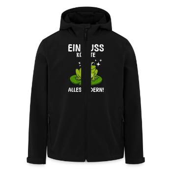 Faschings Party EIN KUSS KÖNNTE ALLES ÄNDERN - Recycelte Männer Softshell-Jacke von Stanley/Stella - Schwarz - Vorne - AI Model Male 185 light (185cm)