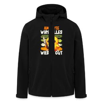 Faschings Ente AM ENTE WIRD ALLES WIEDER GUT - Recycelte Männer Softshell-Jacke von Stanley/Stella - Schwarz - Vorne - AI Model Male 185 light (185cm)