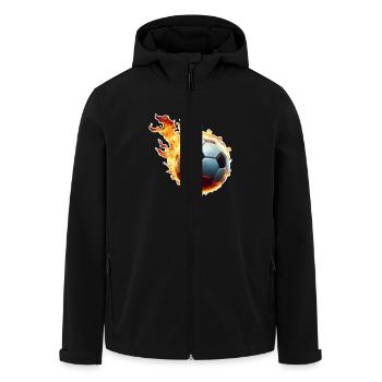 Fußball Flammen Ball - Recycelte Männer Softshell-Jacke von Stanley/Stella - Schwarz - Vorne - AI Model Male 185 light (185cm)