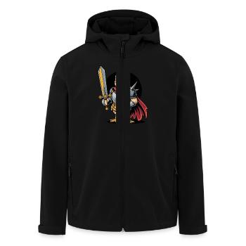 Tapferer Hahn-Ritter in mittelalterlicher Rüstung - Recycelte Männer Softshell-Jacke von Stanley/Stella - Schwarz - Vorne - AI Model Male 185 light (185cm)