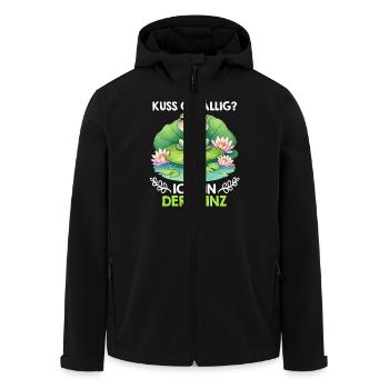 Faschingskostüm KUSS GEFÄLLIG? ICH BIN DER PRINZ - Recycelte Männer Softshell-Jacke von Stanley/Stella - Schwarz - Vorne - AI Model Male 185 light (185cm)
