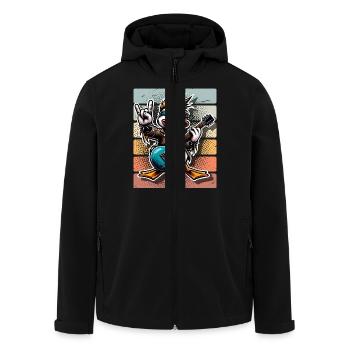 Ente Rock and Roll Gitarrist - Recycelte Männer Softshell-Jacke von Stanley/Stella - Schwarz - Vorne - AI Model Male 185 light (185cm)