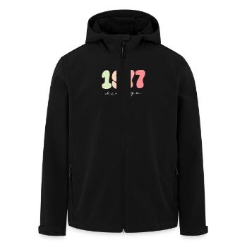 Date de naissance 1977 - Veste softshell homme en polyester recyclé Stanley/Stella - noir - Devant - AI Model Male 185 light (185cm)