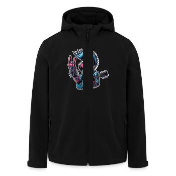 Flamingo Rock and Roll guitarist - Men’s Recycled Softshell Jacket by Stanley/Stella - black - Front - AI Model Male 185 light (185cm)