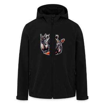 Raccoon Rock and Roll Guitarist - Men’s Recycled Softshell Jacket by Stanley/Stella - black - Front - AI Model Male 185 light (185cm)