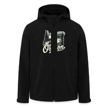 Oregon Portland Amerika Bundesstaat für Oregon - Recycelte Männer Softshell-Jacke von Stanley/Stella - Schwarz - Vorne - AI Model Male 185 light (185cm)