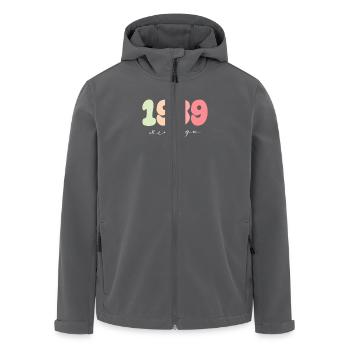 Year of birth 1989 - Men’s Recycled Softshell Jacket by Stanley/Stella - anthracite - Front - AI Model Male 185 light (185cm)