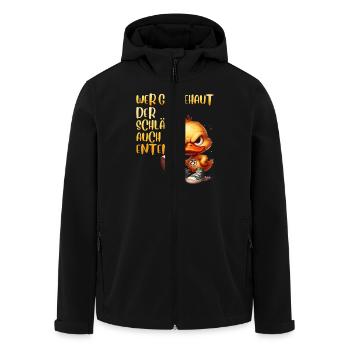 Entenkostüm WER GÄNSEHAUT DER SCHLÄGT AUCH - Recycelte Männer Softshell-Jacke von Stanley/Stella - Schwarz - Vorne - AI Model Male 185 light (185cm)