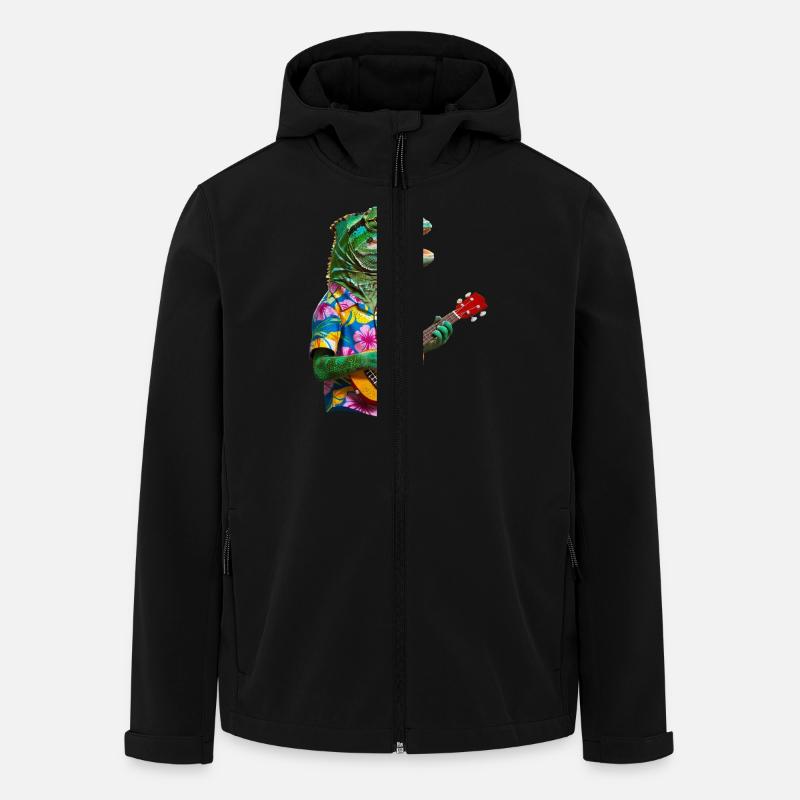 Chameleon joue du ukulélé - Veste softshell homme en polyester recyclé Stanley/Stella - noir