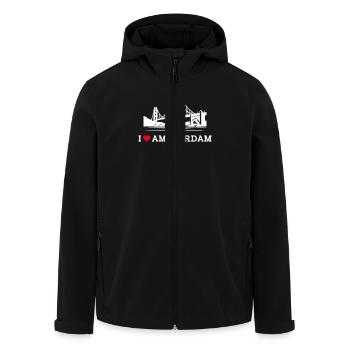 I Love Amsterdam Golden Gate Bridge Netherland Pun - Men’s Recycled Softshell Jacket by Stanley/Stella - black - Front - AI Model Male 185 light (185cm)