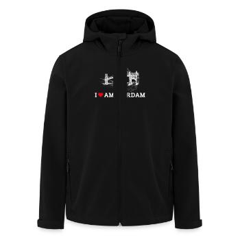 I Love Amsterdam Golden Gate Bridge Heart Flag Pun - Men’s Recycled Softshell Jacket by Stanley/Stella - black - Front - AI Model Male 185 light (185cm)