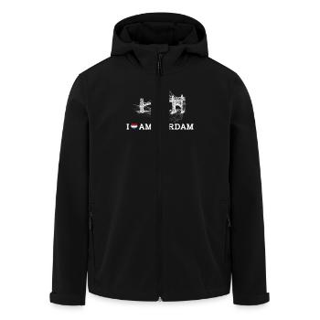 I Love Amsterdam Golden Gate Bridge Pun Heart Flag - Men’s Recycled Softshell Jacket by Stanley/Stella - black - Front - AI Model Male 185 light (185cm)