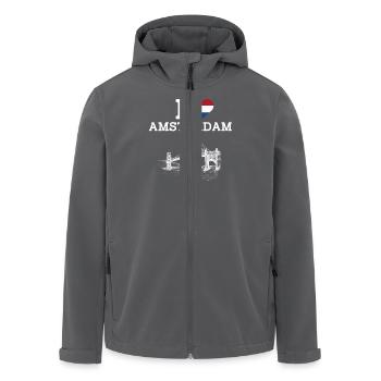 J’aime Amsterdam Heart Golden Gate Bridge Cool - Veste softshell homme en polyester recyclé Stanley/Stella - charbon - Devant - AI Model Male 185 light (185cm)