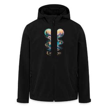 Comer See Ikonische italienische Schönheit Reise - Recycelte Männer Softshell-Jacke von Stanley/Stella - Schwarz - Vorne - AI Model Male 185 light (185cm)