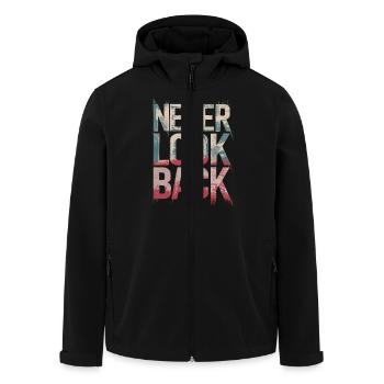 Never Look Back Ermutigendes Motivationszitat - Recycelte Männer Softshell-Jacke von Stanley/Stella - Schwarz - Vorne - AI Model Male 185 light (185cm)