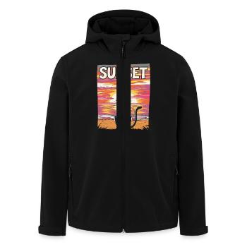 Friedlicher Sonnenuntergang Katze für eine - Recycelte Männer Softshell-Jacke von Stanley/Stella - Schwarz - Vorne - AI Model Male 185 light (185cm)