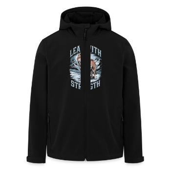 Lead with Strength Powerful Wolf Leadership Quote - Recycelte Männer Softshell-Jacke von Stanley/Stella - Schwarz - Vorne - AI Model Male 185 light (185cm)