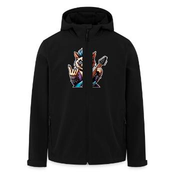 Cat Rock and Roll Guitarist - Men’s Recycled Softshell Jacket by Stanley/Stella - black - Front - AI Model Male 185 light (185cm)
