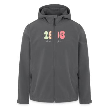 Year of birth 1993 - Men’s Recycled Softshell Jacket by Stanley/Stella - anthracite - Front - AI Model Male 185 light (185cm)