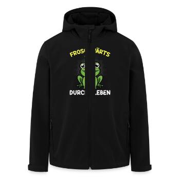 Faschings Kostüm FROSCHWÄRTS DURCHS LEBEN Lustig - Recycelte Männer Softshell-Jacke von Stanley/Stella - Schwarz - Vorne - AI Model Male 185 light (185cm)