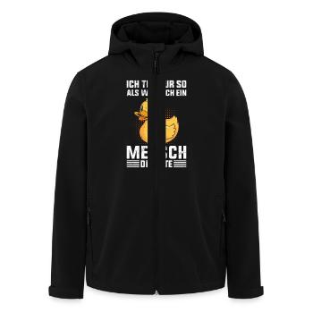 Faschings Ente ICH TUE NUR SO ALS WÄRE ICH MENSCH - Recycelte Männer Softshell-Jacke von Stanley/Stella - Schwarz - Vorne - AI Model Male 185 light (185cm)