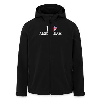 I Love Amsterdam United Kingdom Heart Flag UK Pun - Men’s Recycled Softshell Jacket by Stanley/Stella - black - Front - AI Model Male 185 light (185cm)