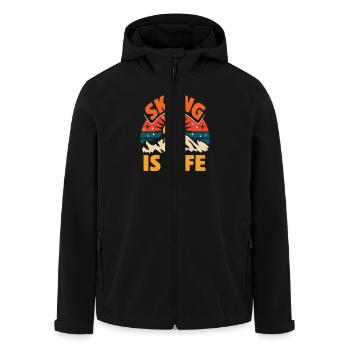Le ski, c’est la vie - Ski, Après-ski, Sports d’hiver - Veste softshell homme en polyester recyclé Stanley/Stella - noir - Devant - AI Model Male 185 light (185cm)
