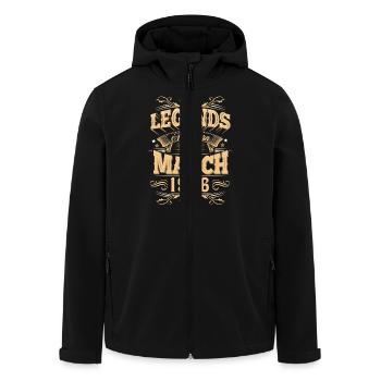 Légende de l’anniversaire de mars 1966 - Veste softshell homme en polyester recyclé Stanley/Stella - noir - Devant - AI Model Male 185 light (185cm)