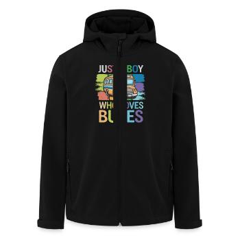 Just a Boy Who Loves Buses for Bus Lovers für - Recycelte Männer Softshell-Jacke von Stanley/Stella - Schwarz - Vorne - AI Model Male 185 light (185cm)
