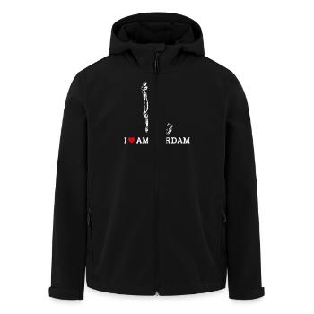 I Love Amsterdam Heart Flag Statue Of Liberty Pun - Men’s Recycled Softshell Jacket by Stanley/Stella - black - Front - AI Model Male 185 light (185cm)